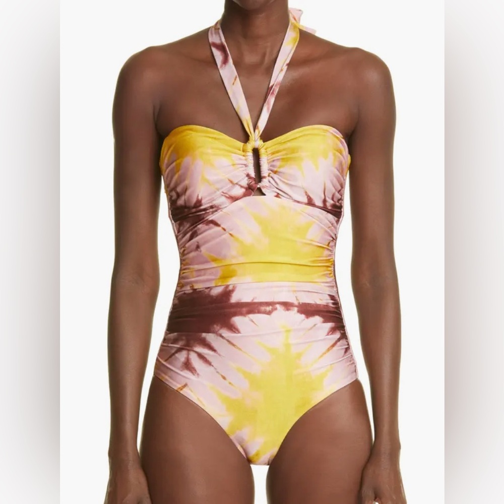 Zimmermann Shelly Yellow Tie-Dye One Piece Swimsuit size 0